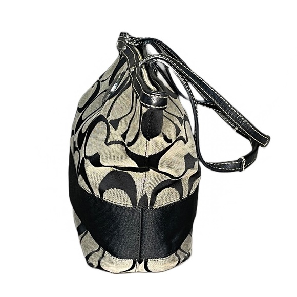 Coach Signature Stripe Black and Gray Monogram Tote Shoulder Bag - Picture 4 of 12